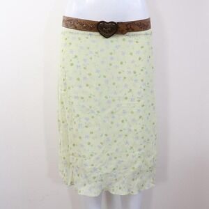 Green floral midi skirt micro floral soft girl y2k